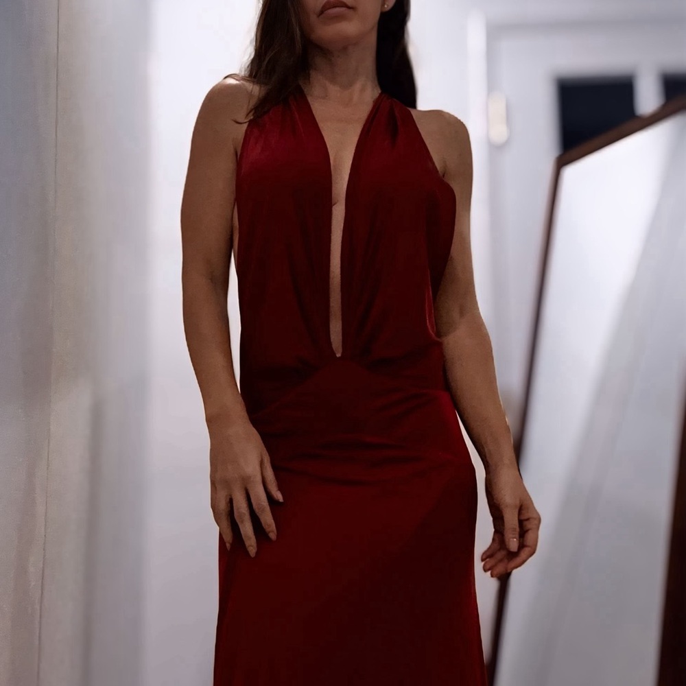 bebe Deep Red Backless Dress